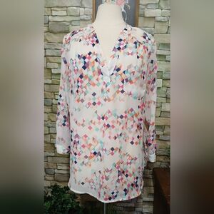 Maurices Multicolor Geometric Blouse Shabby Chic